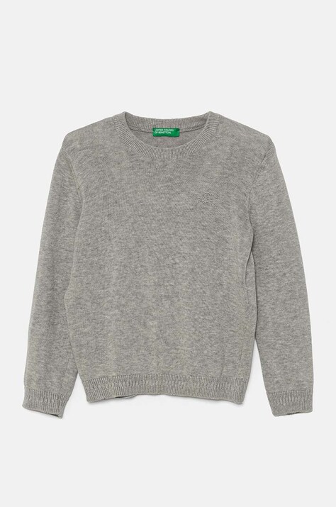 Детски памучен пуловер United Colors of Benetton в сиво от лека материя 1294G100P