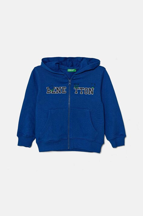 Detská bavlnená mikina United Colors of Benetton s kapucňou, vzorovaná, 3J68G5034