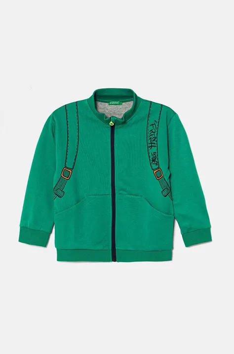 United Colors of Benetton bluza dziecięca kolor zielony z nadrukiem 330SG5038