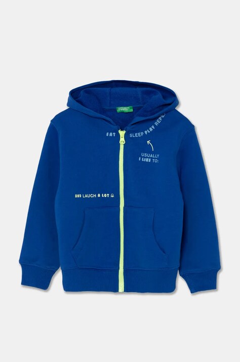 Дитяча бавовняна кофта United Colors of Benetton з капюшоном з принтом 3FWYG5039