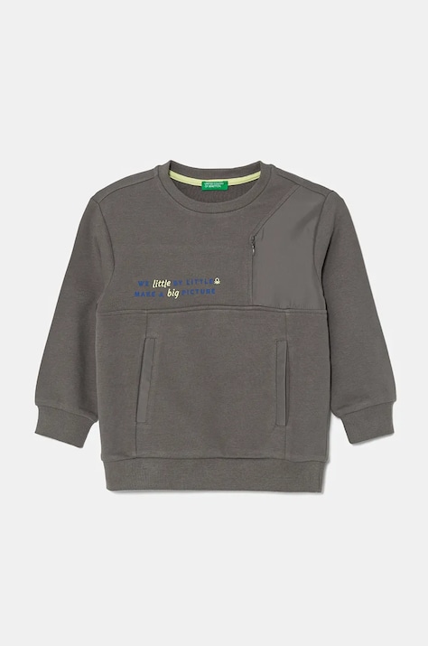 Detská mikina United Colors of Benetton šedá farba, jednofarebná, 3WNCG200T
