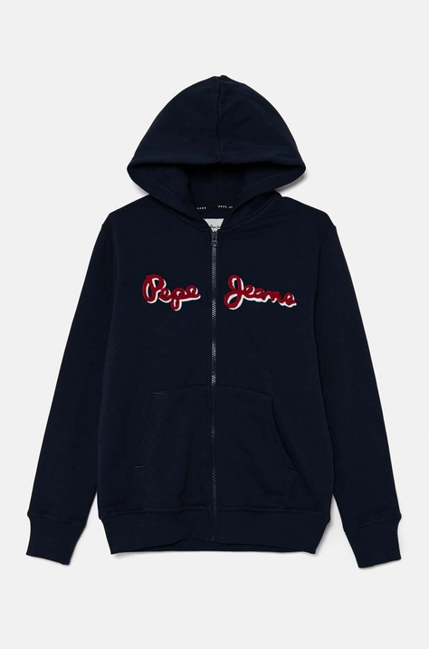 Dječja dukserica Pepe Jeans NEW LAMONTY ZIP boja: tamno plava, s kapuljačom, melanž, PB581612