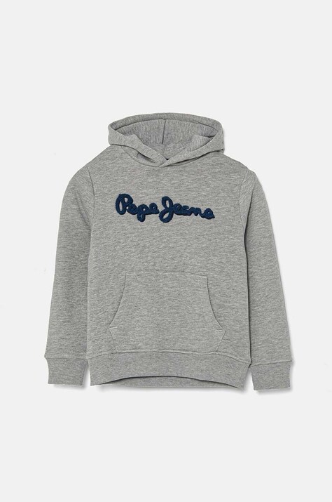 Detská mikina Pepe Jeans NEW LAMONTY HOODIE šedá farba, s kapucňou, melanžová, PB581614