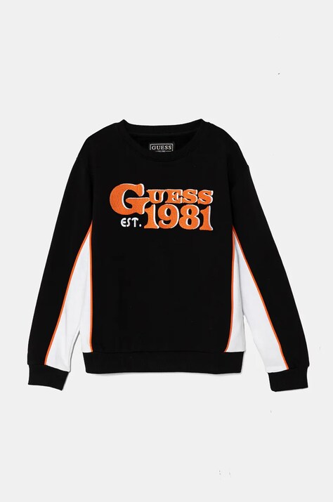Guess hanorac de bumbac pentru copii culoarea negru, cu imprimeu, L4BQ02 KAX74