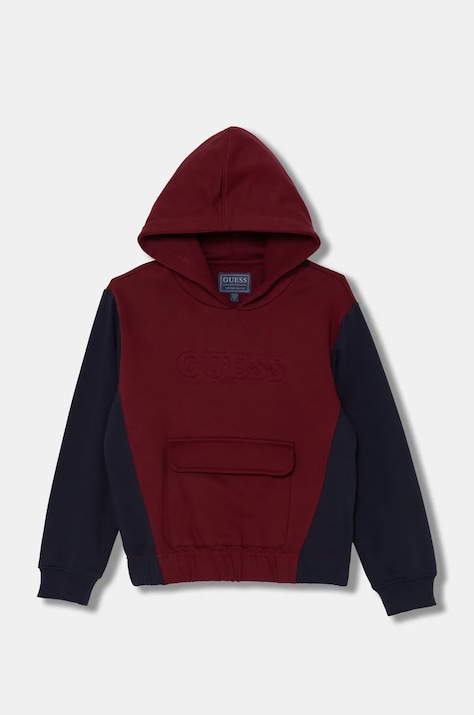 Кофта Guess цвет бордовый с капюшоном узор L4BQ05 KAD74