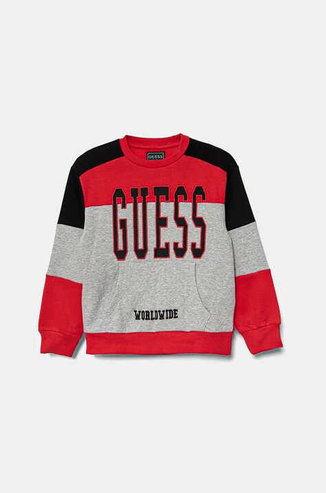 Детски памучен суичър Guess в червено с десен N4BQ10 KAX73