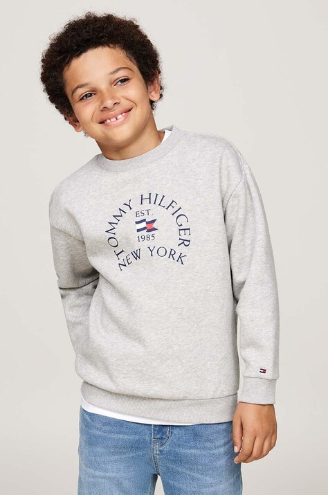 Дитяча кофта Tommy Hilfiger колір сірий з принтом KB0KB09192