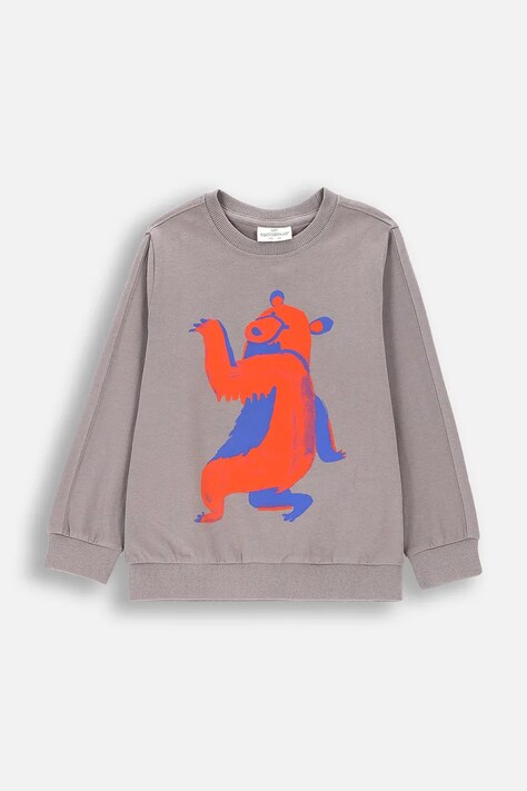 Coccodrillo hanorac de bumbac pentru copii culoarea gri, cu imprimeu, FOREST FRIENDS KIDS