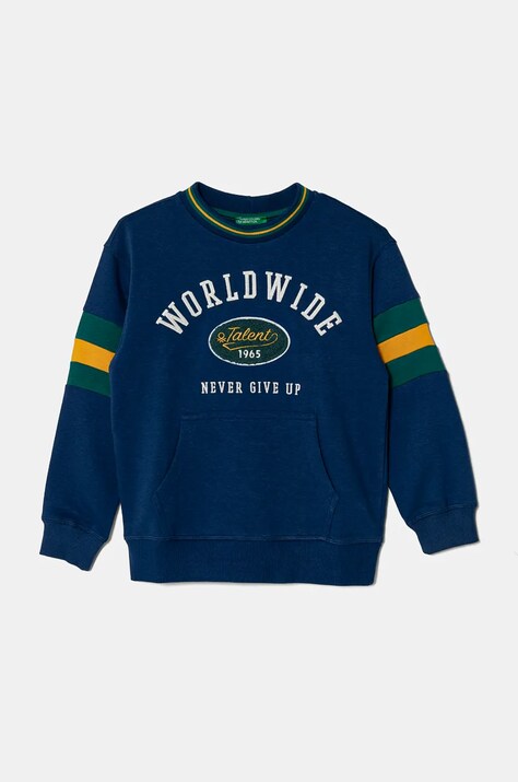 United Colors of Benetton bluza copii culoarea albastru marin, modelator, 32N4C10JF