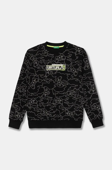 United Colors of Benetton bluza copii culoarea negru, modelator, 3GHMC10M5