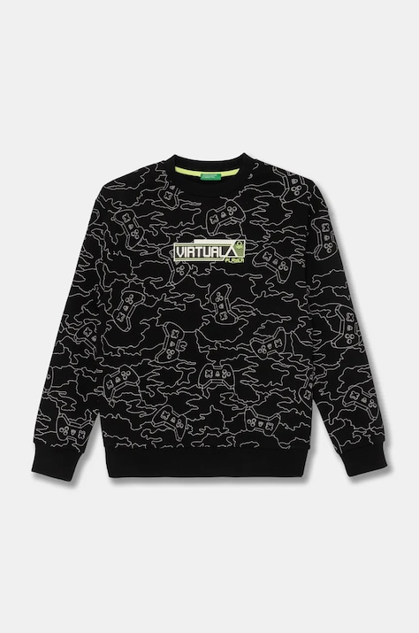 Detská mikina United Colors of Benetton čierna farba, vzorovaná, 3GHMC10M5
