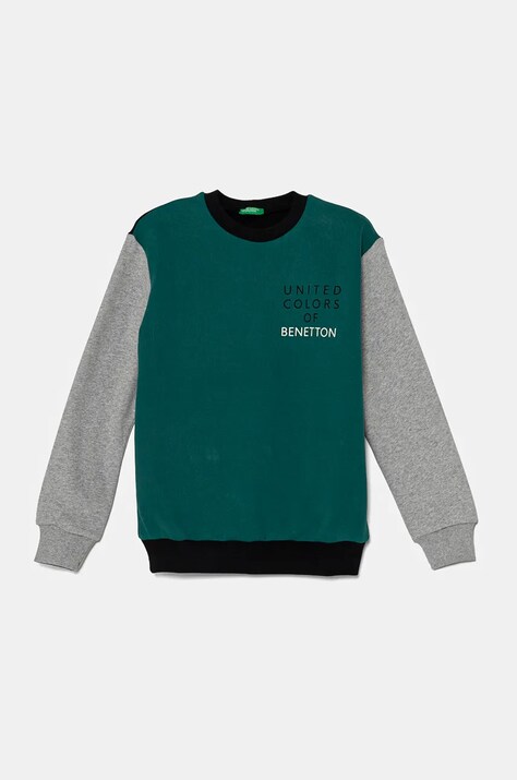 Детски суичър United Colors of Benetton в зелено с десен 3EB5C10KS