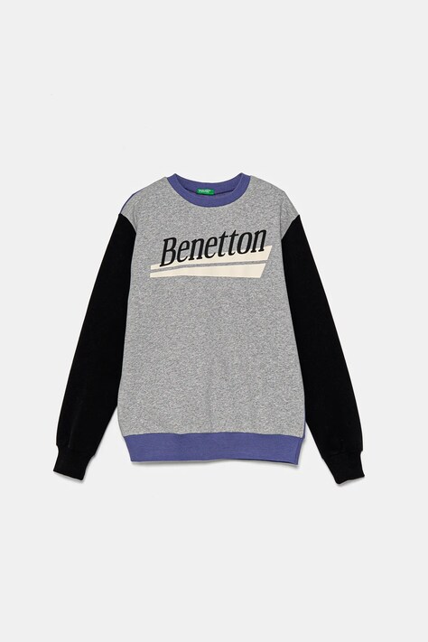 Dětská mikina United Colors of Benetton šedá barva, vzorovaná, 3EB5C10KS