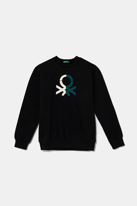 Детски суичър United Colors of Benetton в черно с десен 3EB5C10KS