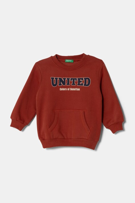 Dětská mikina United Colors of Benetton hnědá barva, s potiskem, 3EB5G10G0