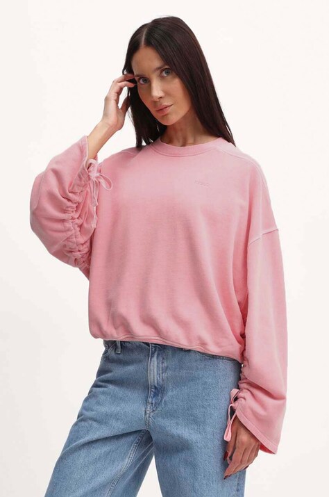 Βαμβακερή μπλούζα Boss Orange γυναικεία, χρώμα: ροζ, 50518541