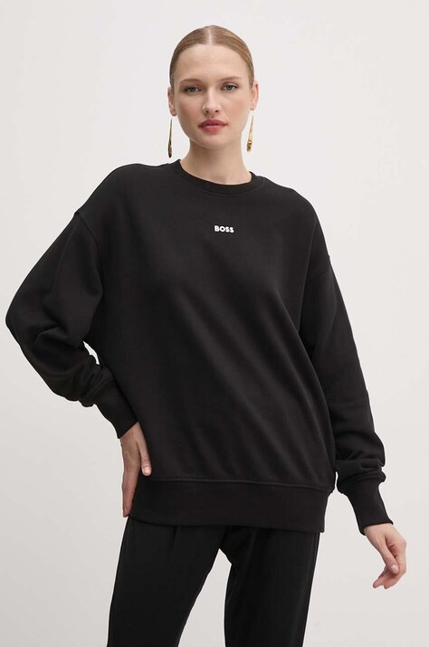 BOSS Orange bluza bawełniana damska kolor czarny gładka 50519525