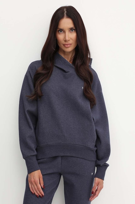 BOSS bluza femei, culoarea albastru marin, cu glugă, neted, 50522096