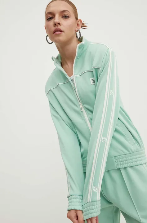 HUGO bluza femei, culoarea verde, cu imprimeu, 50517126