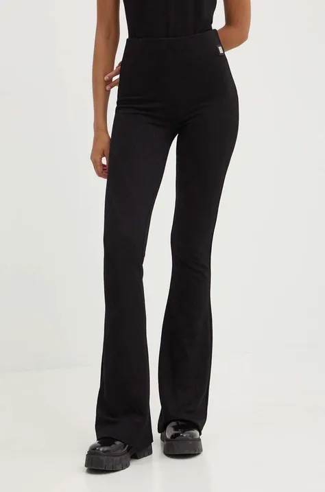 HUGO pantaloni femei, culoarea negru, evazati, high waist, 50517151