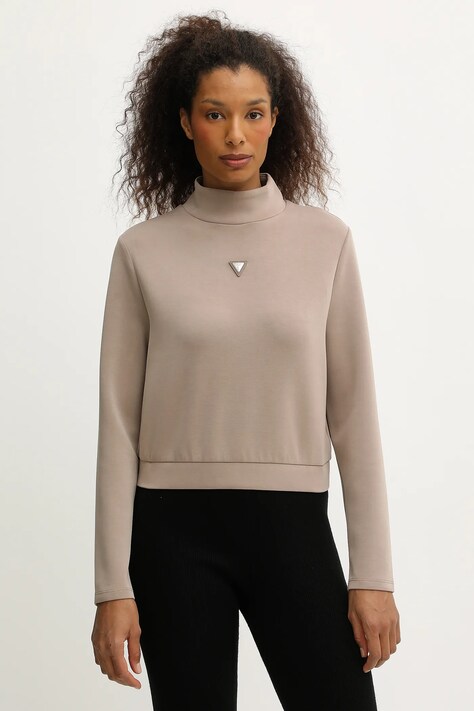 Guess bluza OLYMPE damska kolor beżowy gładka V4YQ05 KCAY2