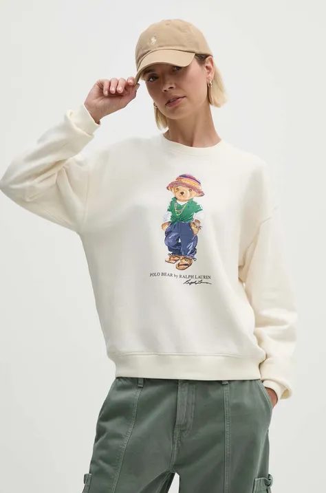 Bombažen pulover Polo Ralph Lauren ženski, bež barva, 211935618
