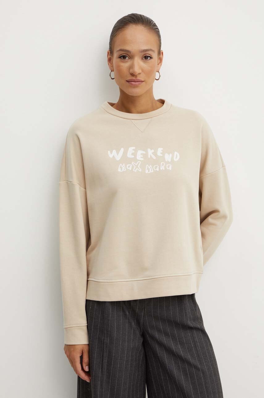 Хлопковая кофта Weekend Max Mara женская цвет бежевый с аппликацией 2425926011600