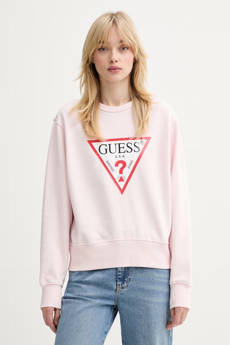 Guess bluza damska kolor różowy z nadrukiem W2YQ16 KBA11