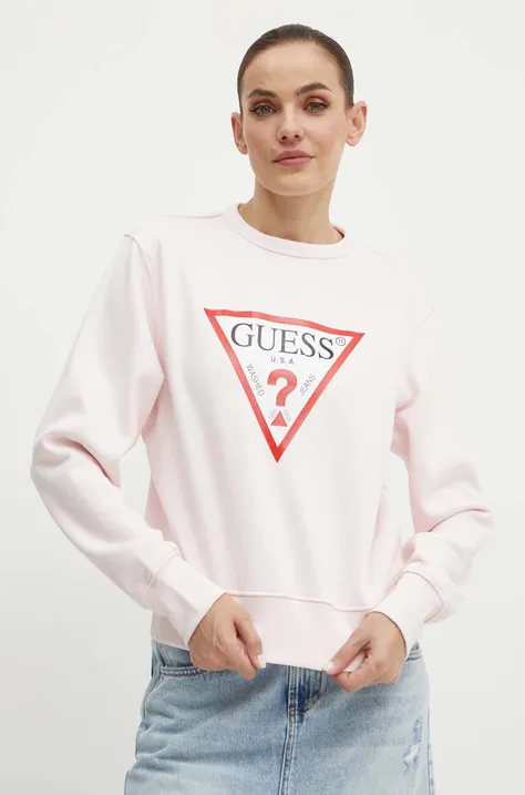 Guess bluza damska kolor różowy z nadrukiem W2YQ16 KBA11
