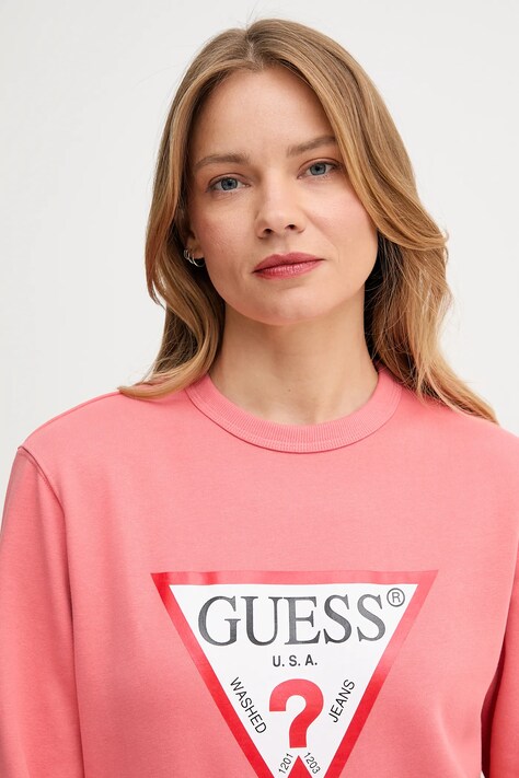 Суичър Guess в оранжево с принт W2YQ16 KBA11