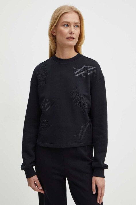 Armani Exchange hanorac de bumbac femei, culoarea negru, cu imprimeu, 6DYM80 YJFZZ