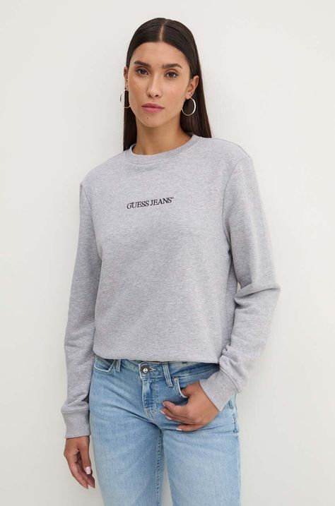 Μπλούζα Guess Jeans χρώμα: γκρι, W4YQ10 KC811