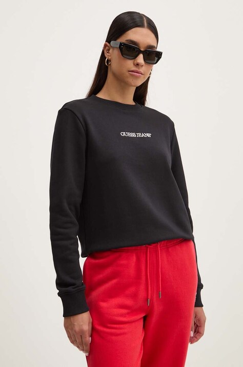 Guess Jeans bluza femei, culoarea negru, cu imprimeu, W4YQ10 KC811