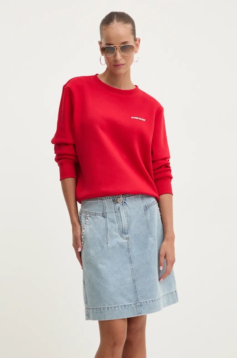 Dukserica Guess Jeans za žene, boja: crvena, s tiskom, W4YQ07 KC811