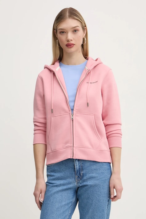 Guess Jeans felső rózsaszín, női, nyomott mintás, kapucnis, W4YQ13 KC811