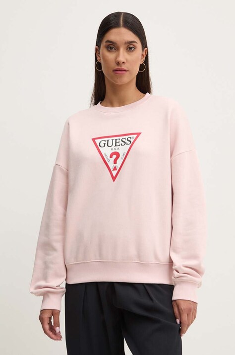 Guess Jeans bluza femei, culoarea roz, cu imprimeu, W4YQ00 KC811