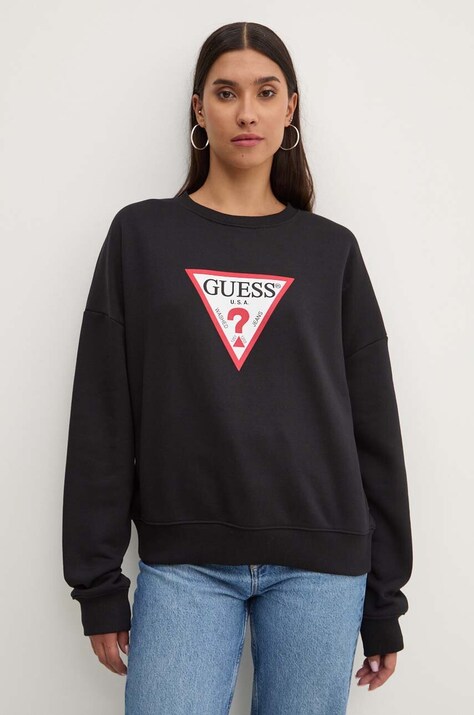 Guess Jeans bluza femei, culoarea negru, cu imprimeu, W4YQ00 KC811