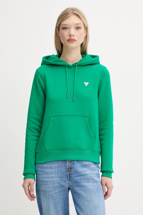 Кофта Guess Jeans цвет оранжевый с капюшоном однотонная W4YQ04 KC811