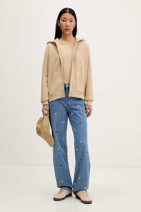 Tommy Jeans bluza rozpinana damska beżowa DW0DW19729