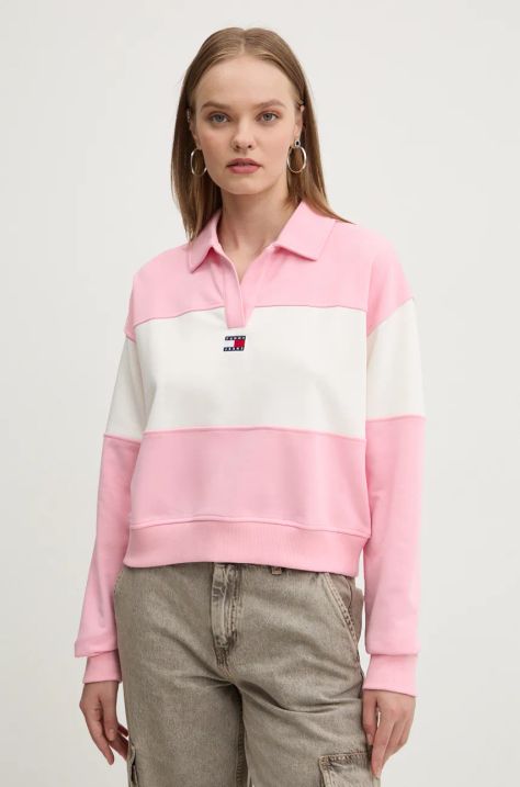 Tommy Jeans bluza damska kolor różowy wzorzysta DW0DW18705