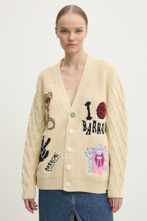 Шерстяной кардиган Barrow цвет бежевый тёплый F4BWUACA053