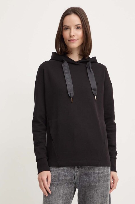 Joop! bluza femei, culoarea negru, cu glugă, neted, 30029781