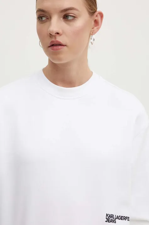 Mikina Karl Lagerfeld Jeans dámská, bílá barva, s aplikací, 245J1801