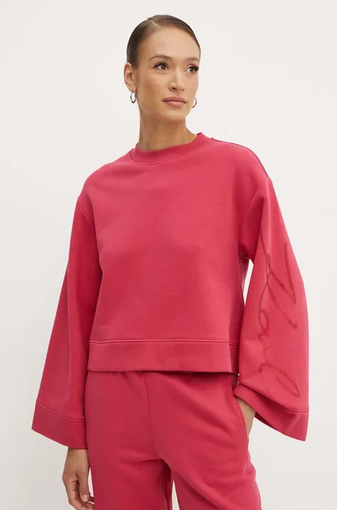 Mikina Karl Lagerfeld dámska, červená farba, s nášivkou, 245W1800