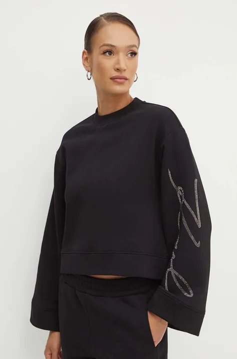 Karl Lagerfeld bluza damska kolor czarny z aplikacją 245W1800