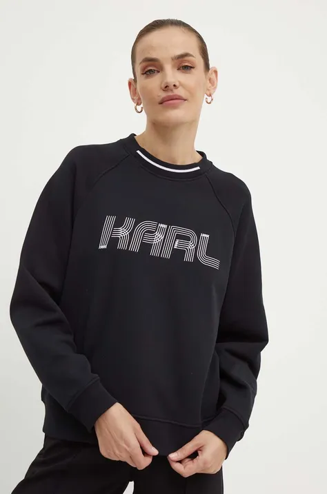 Bombažen pulover Karl Lagerfeld ženska, črna barva, 245W1803