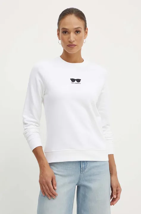 Bombažen pulover Karl Lagerfeld ženski, bela barva, 245W1813