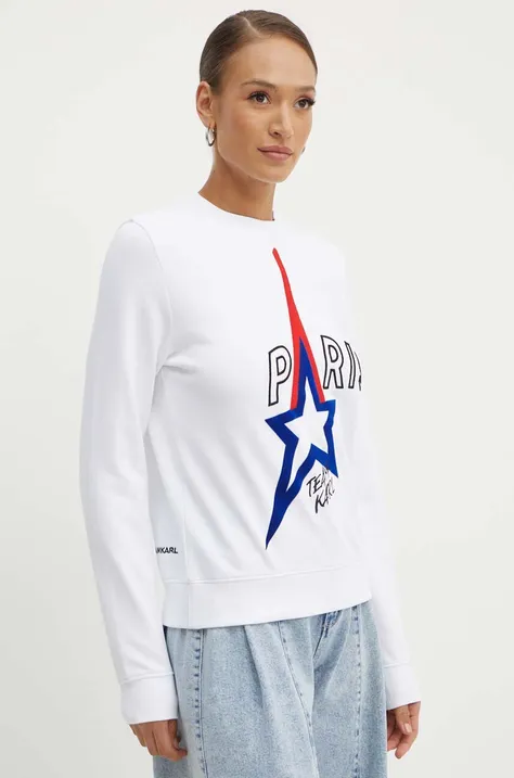 Βαμβακερή μπλούζα Karl Lagerfeld γυναικεία, χρώμα: άσπρο, 245W1830