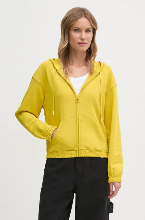 United Colors of Benetton felpa donna colore giallo con cappuccio 31NB3M06U