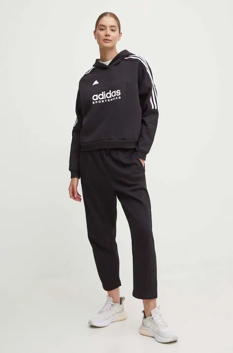 adidas bluza Tiro damska kolor czarny z kapturem z nadrukiem IX3780